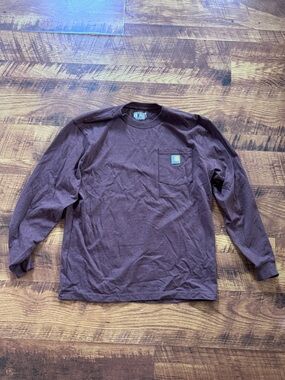 Carhartt Men's Long-Sleeve Pocket Tee in Dark Brown